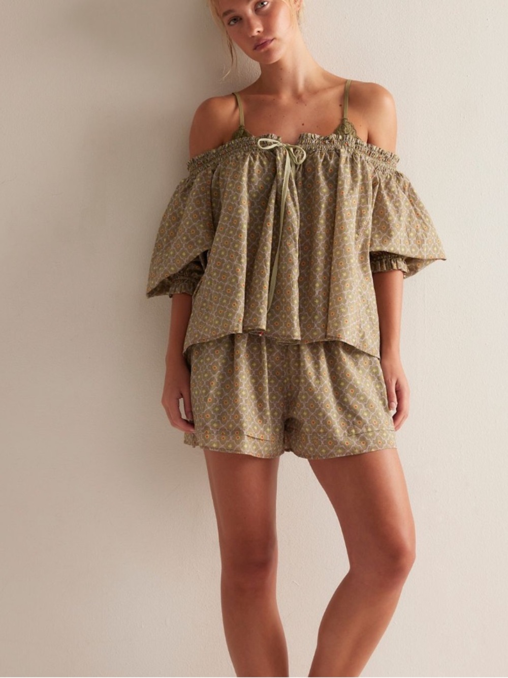NWT! Free People Brighter Days Lounge Set Fern Combo Large